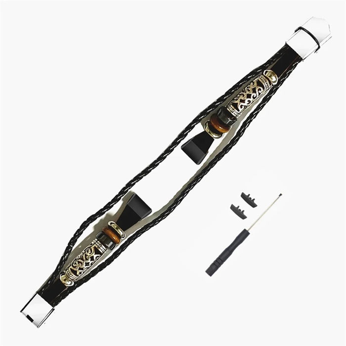 For Huawei Band 6/Honor Band 6 Ethnic Beaded Replacement Watch Strap Bracelet Retro Wrist Band - Black - 3