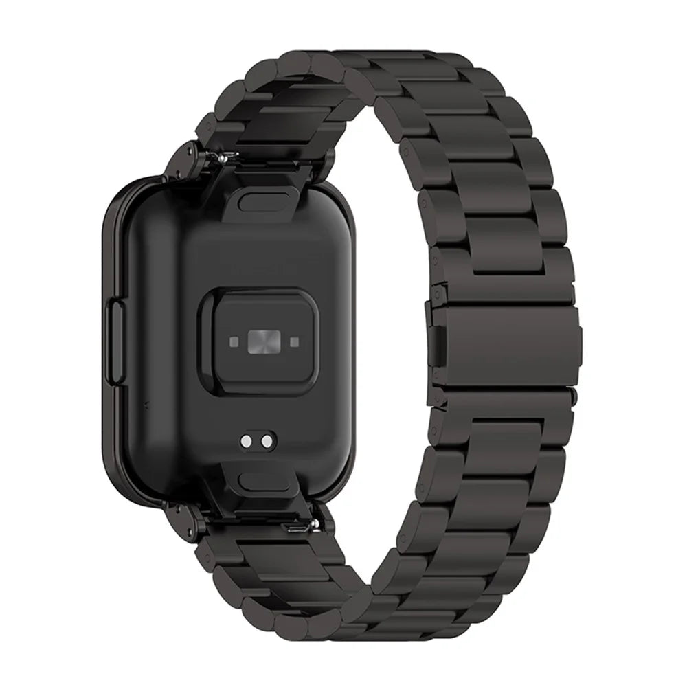 For Xiaomi Redmi Watch 2 Lite Three Beads Stainless Steel Replacement Wrist Strap with Watch Case - Black - 2