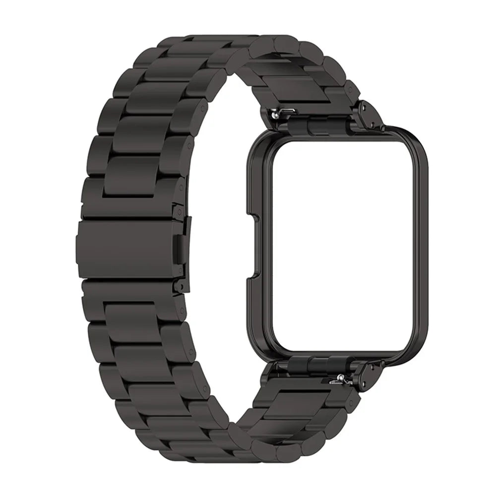 For Xiaomi Redmi Watch 2 Lite Three Beads Stainless Steel Replacement Wrist Strap with Watch Case - Black - 3