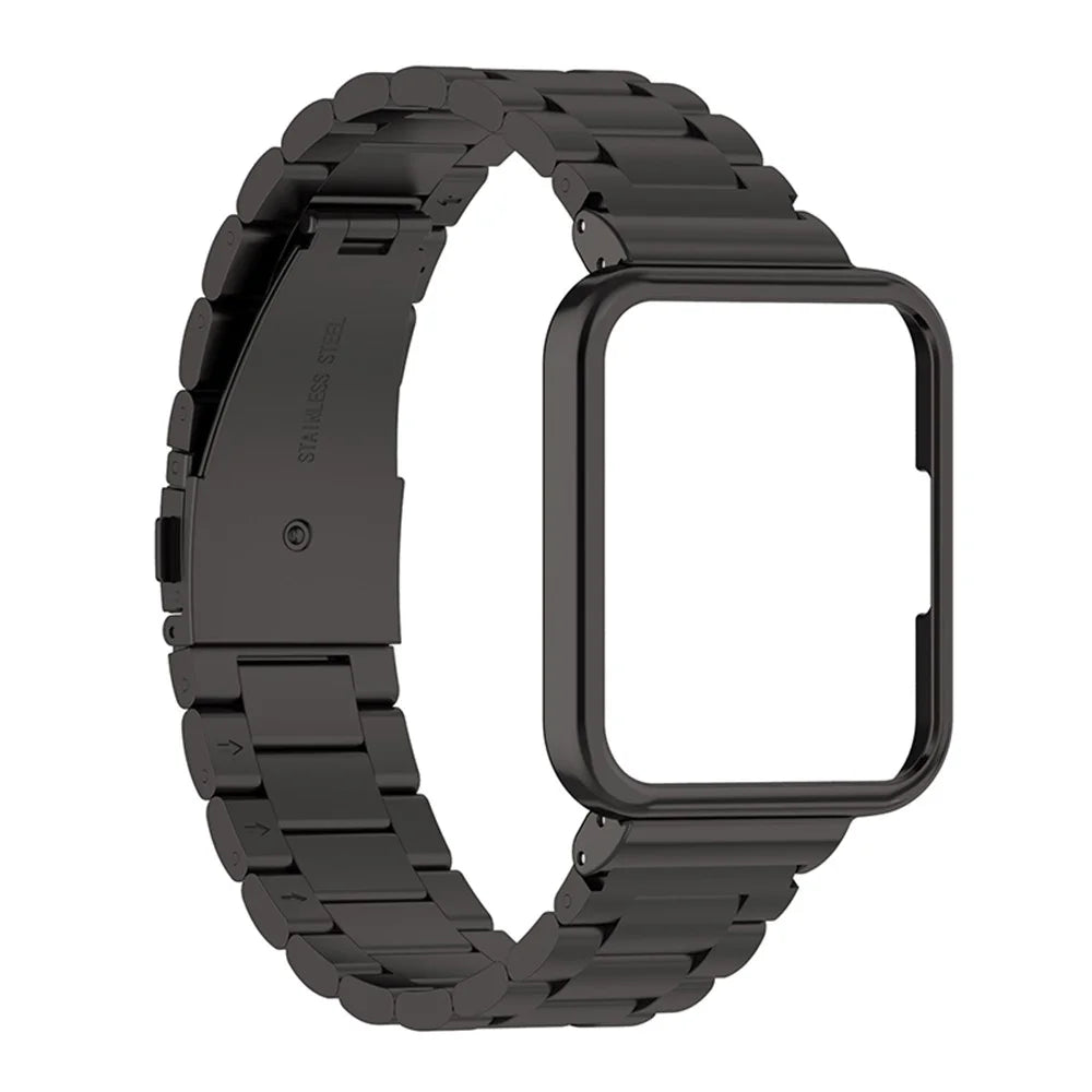 For Xiaomi Redmi Watch 2 Lite Three Beads Stainless Steel Replacement Wrist Strap with Watch Case - Black - 4