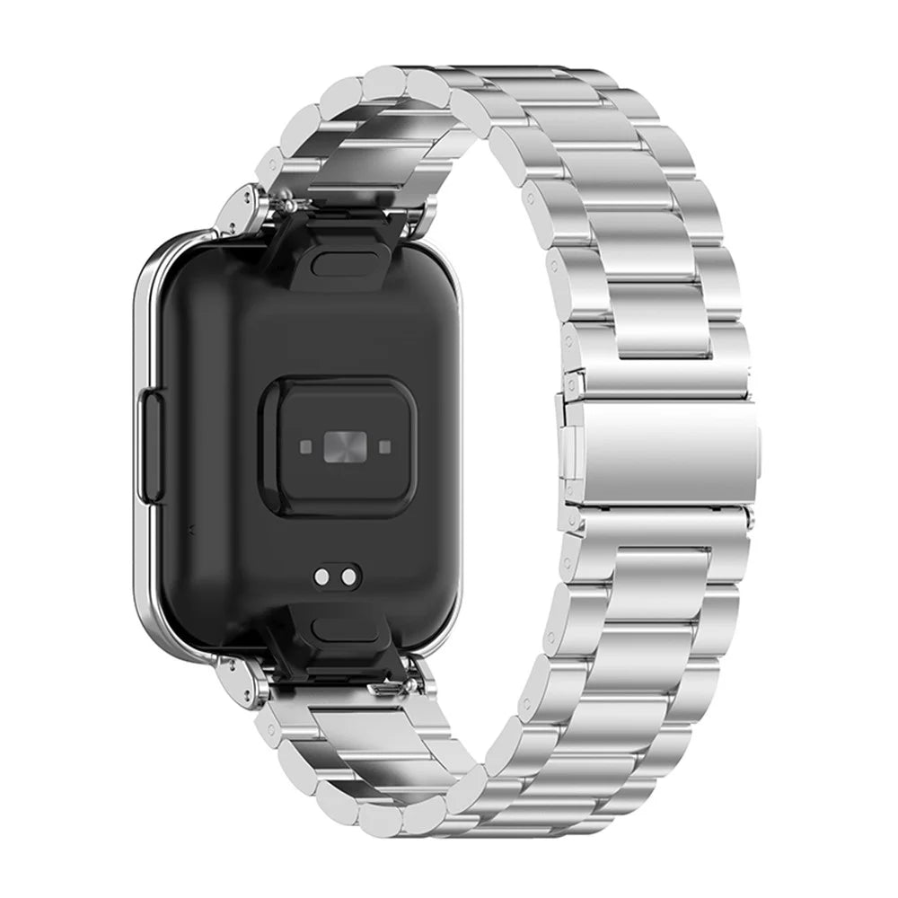 For Xiaomi Redmi Watch 2 Lite Stainless Steel Three Beads Smartwatch Band Replacement Wrist Strap with Watch Case - Silver - 2