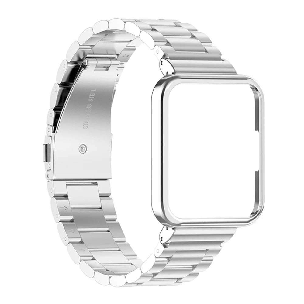 For Xiaomi Redmi Watch 2 Lite Stainless Steel Three Beads Smartwatch Band Replacement Wrist Strap with Watch Case - Silver - 4