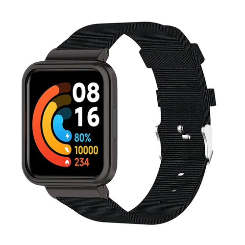 For Xiaomi Redmi Watch 2 Lite Strap Nylon Canvas Watch Band Replacement Breathable Wristband - Black - 1
