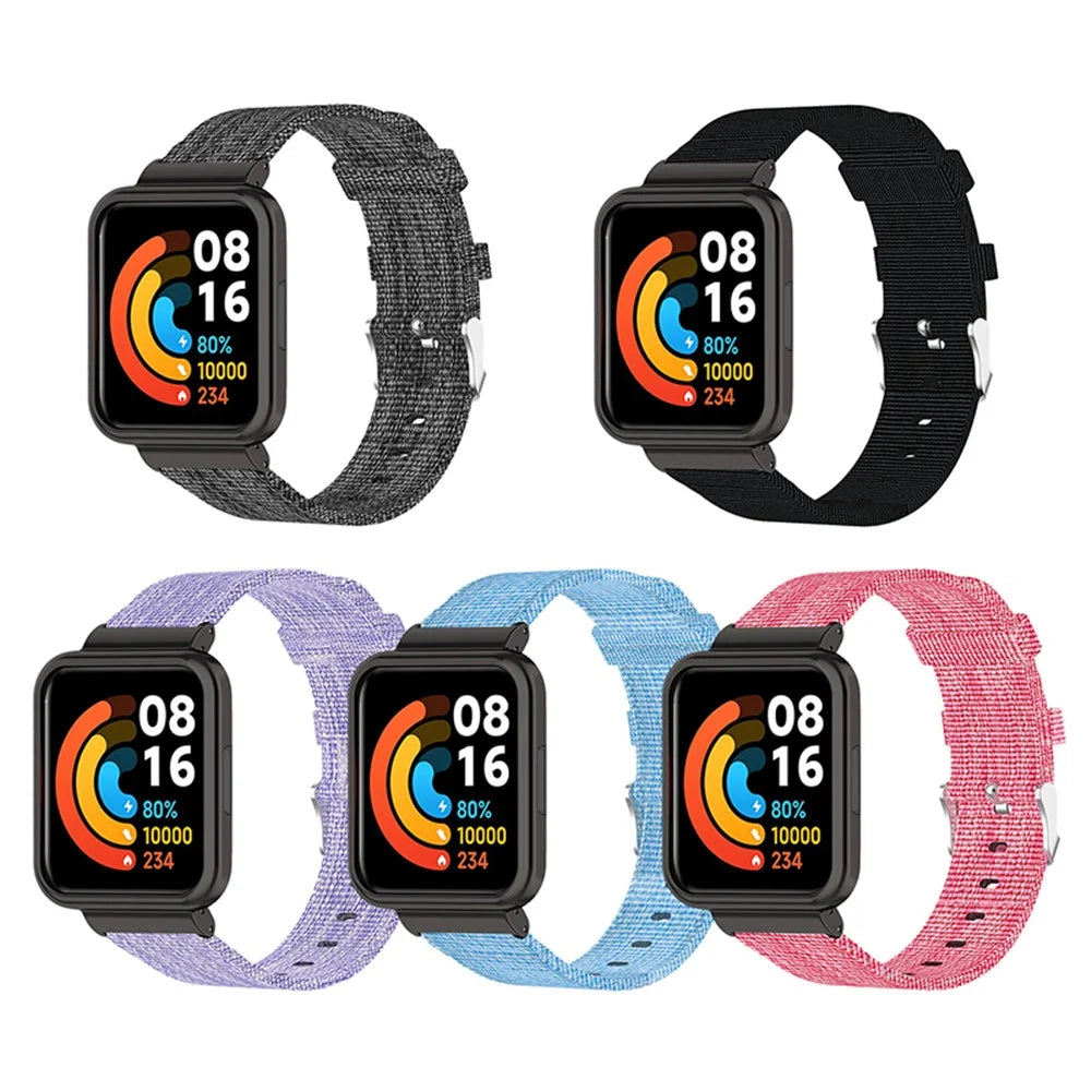 For Xiaomi Redmi Watch 2 Lite Strap Nylon Canvas Watch Band Replacement Breathable Wristband - Black - 4