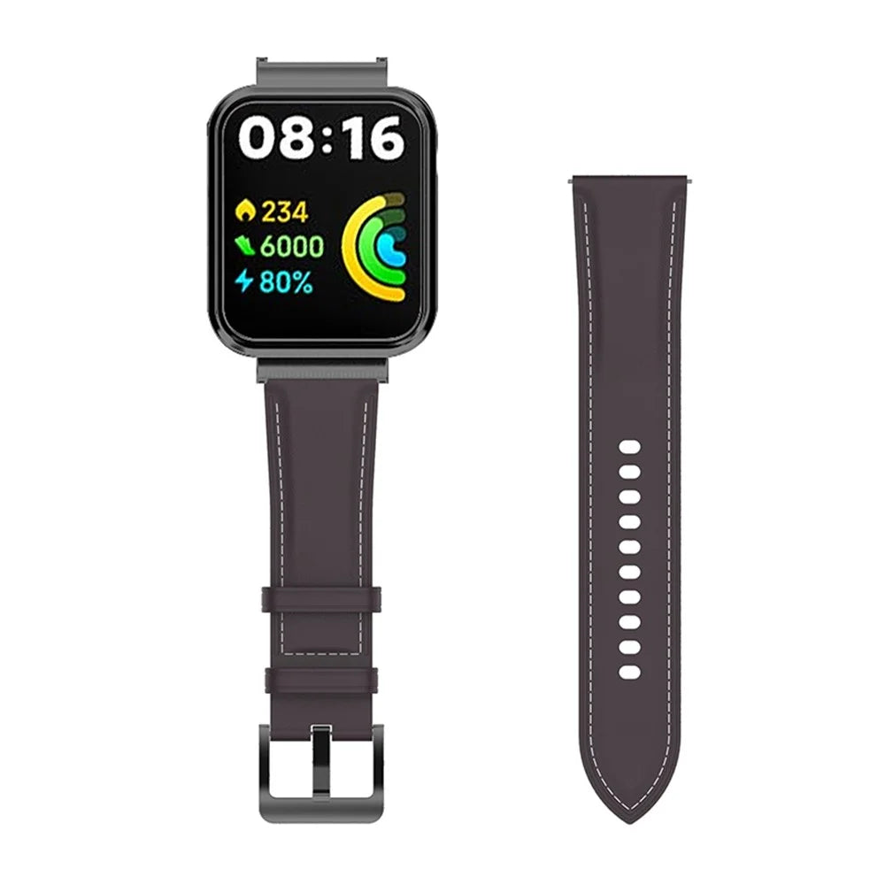 For Xiaomi Redmi Watch 2 Lite Replacement Genuine Leather Strap Adjustable Watch Band - Dark Purple - 3