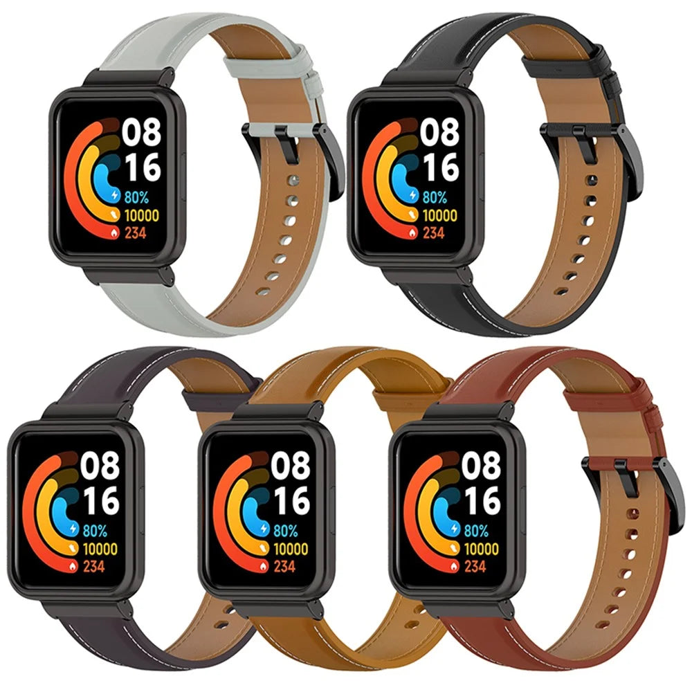For Xiaomi Redmi Watch 2 Lite Replacement Genuine Leather Strap Adjustable Watch Band - Dark Purple - 5