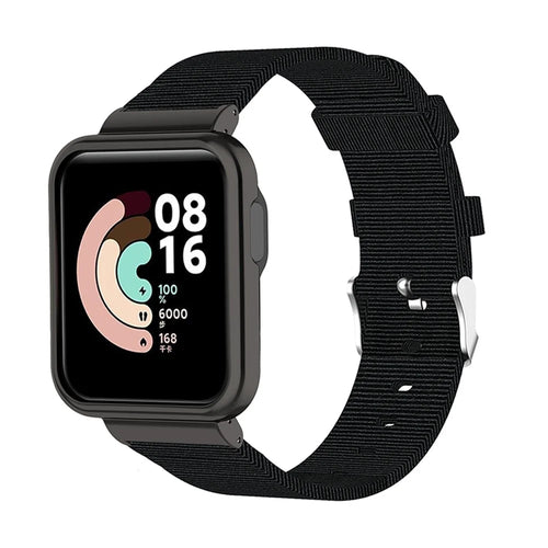 For Xiaomi Redmi Watch/Mi Watch Lite Nylon Canvas Smart Watch Band Adjustable Replacement Strap - Black - 1