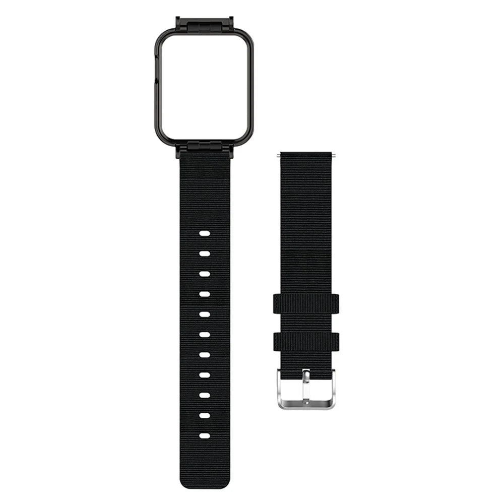 For Xiaomi Redmi Watch/Mi Watch Lite Nylon Canvas Smart Watch Band Adjustable Replacement Strap - Black - 3