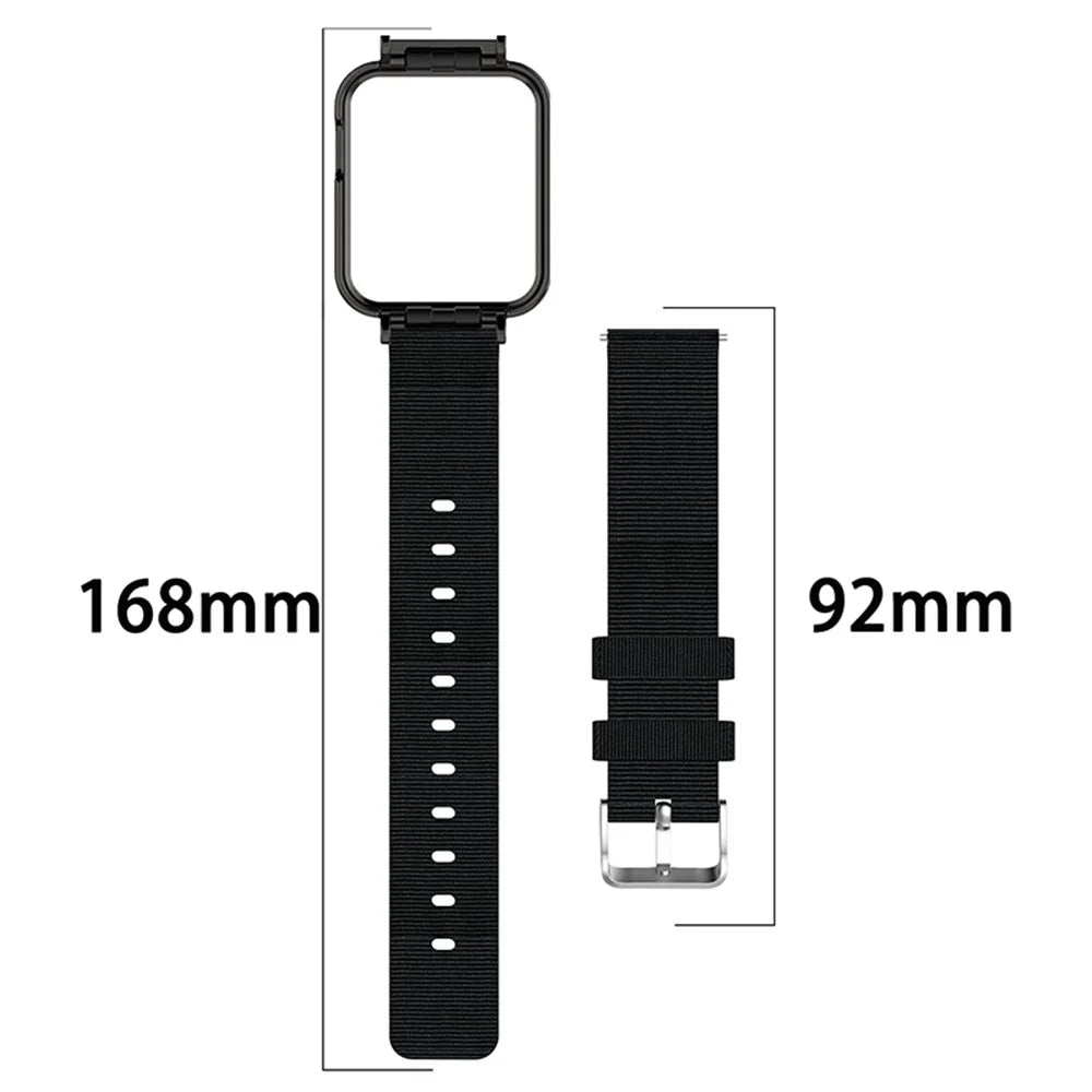 For Xiaomi Redmi Watch/Mi Watch Lite Nylon Canvas Smart Watch Band Adjustable Replacement Strap - Black - 5
