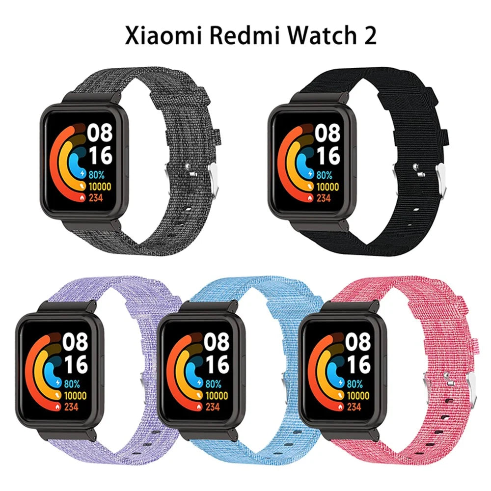 For Xiaomi Redmi Watch 2 Breathable Nylon Canvas Watch Band Replacement Watch Strap - Black Blue - 4