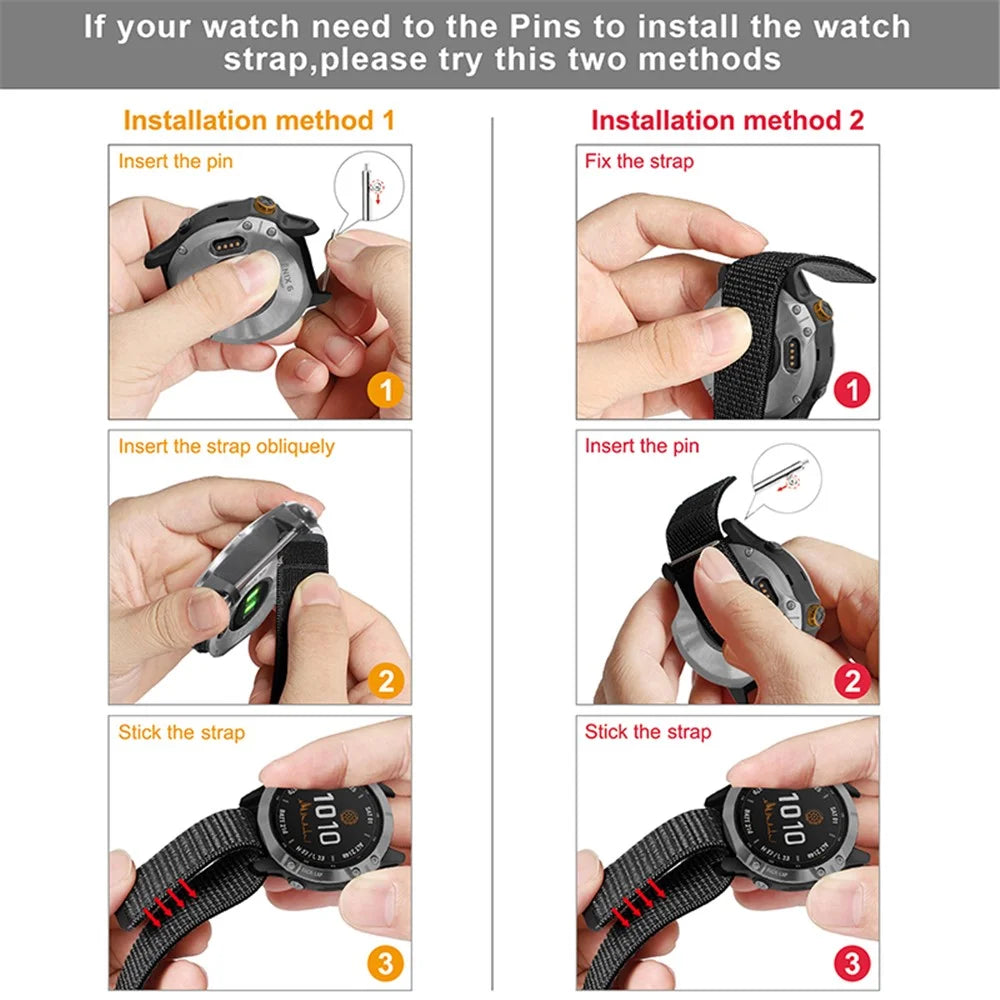 For Garmin Fenix 6S Breathable Nylon Watch Strap 20mm Adjustable Wrist Band Replacement - Black - 3