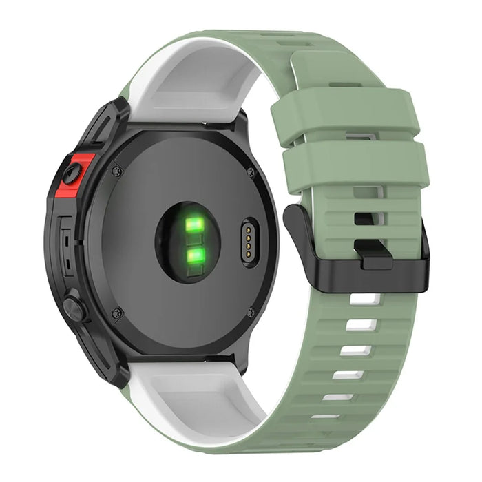 For Garmin Fenix 6X GPS 26mm Replacement Silicone Watch Strap Adjustable Wrist Band with Tools - Light Green/White - 2