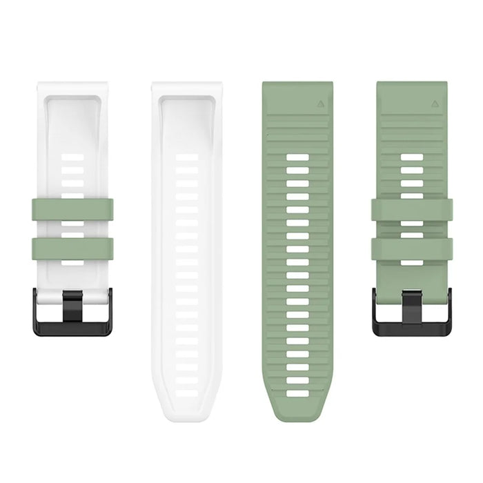 For Garmin Fenix 6X GPS 26mm Replacement Silicone Watch Strap Adjustable Wrist Band with Tools - Light Green/White - 5