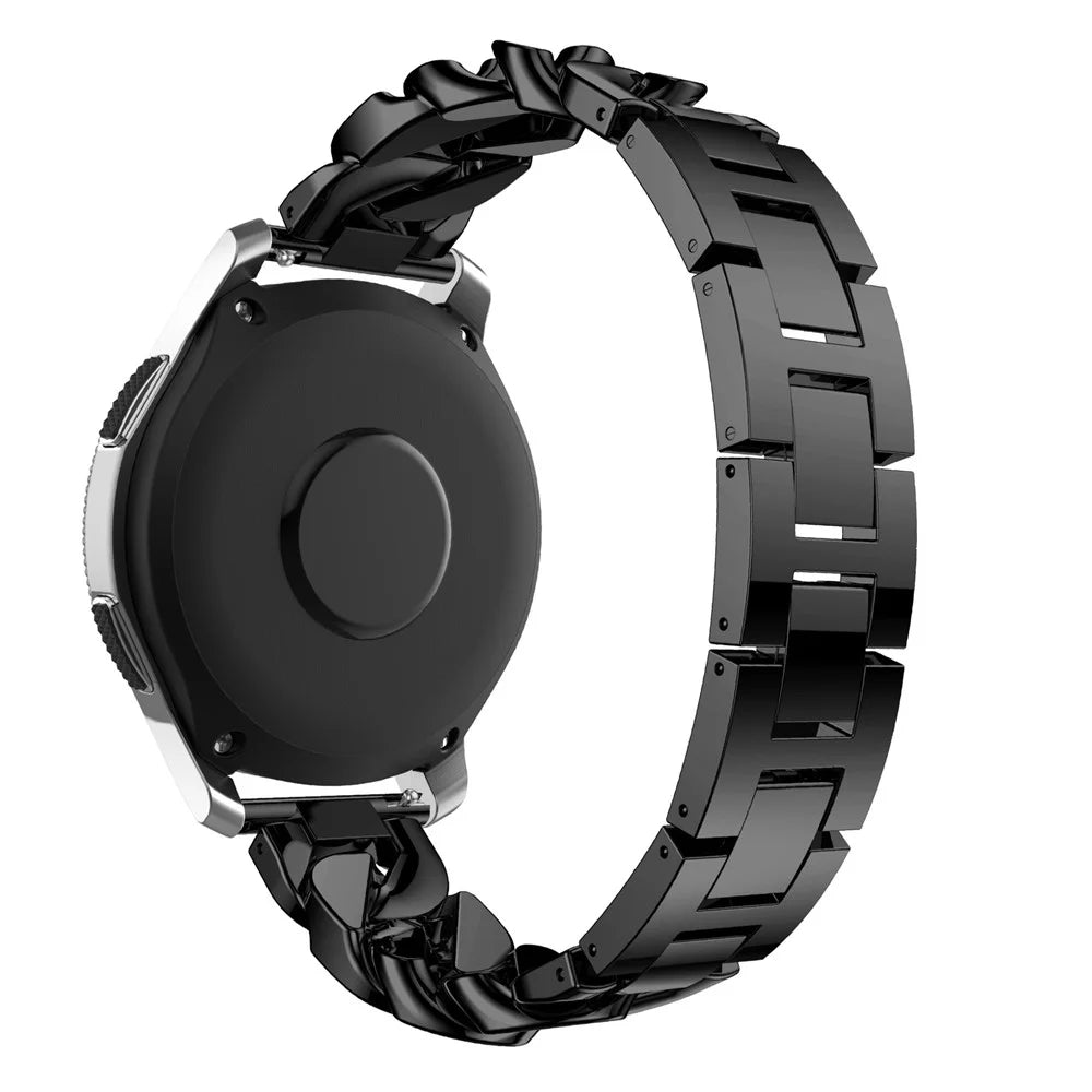 For Samsung Galaxy Watch 4 40mm/44mm/Watch 4 Classic 42mm/46mm/Garmin Venu Single Row Stainless Steel 20mm Watch Band Strap with Rhinestone - Black - 1