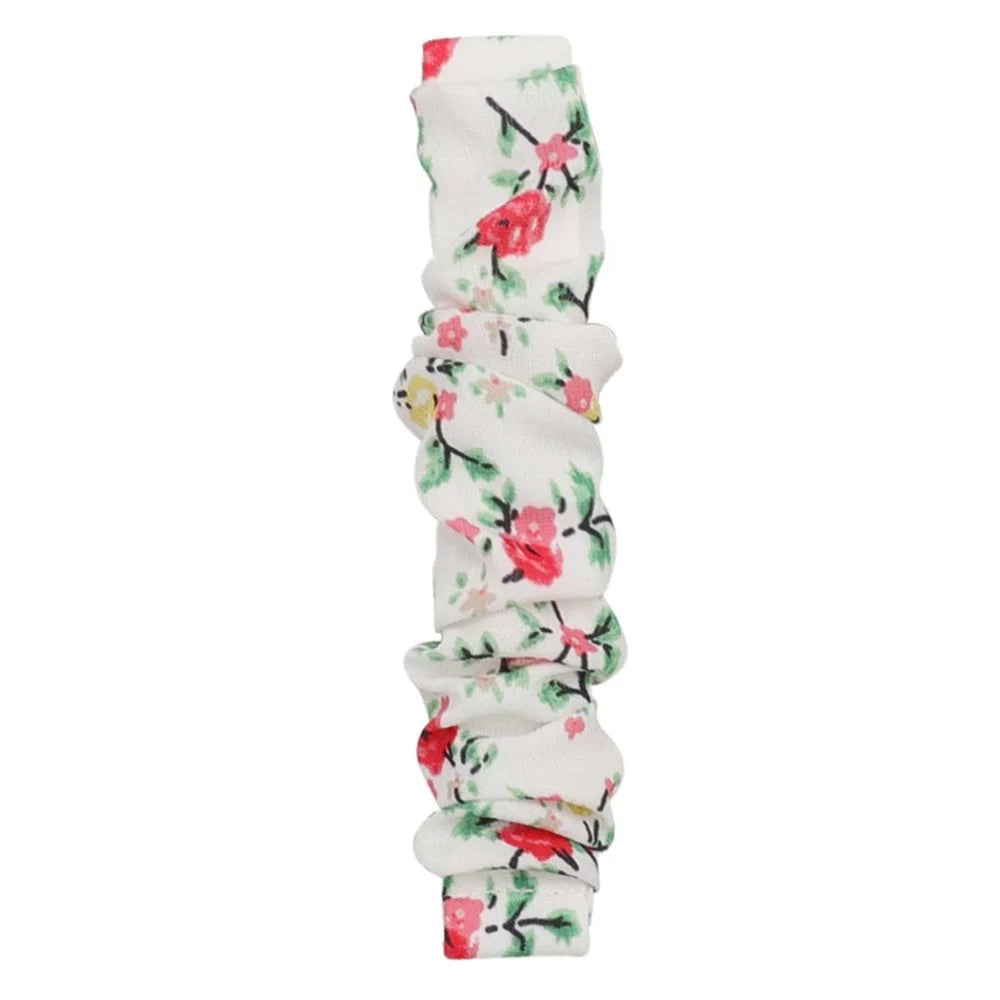 For Fitbit Versa/Versa 2/Versa Lite Elastic Watch Strap Hair Band Printed Fabric 22mm Watch Band Replacement Part - White/Red Flower - 2