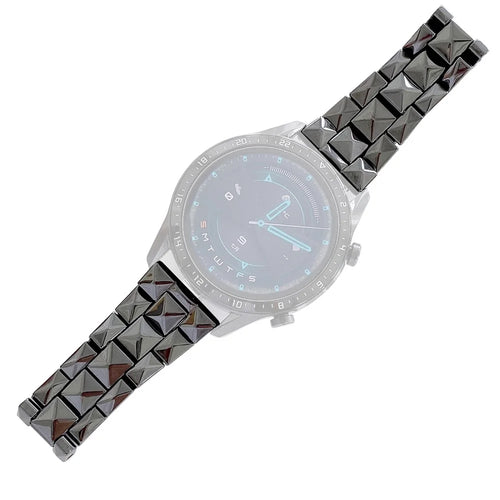 For Huawei Watch GT 3 42mm/Samsung Galaxy Watch4/Watch4 Classic 46mm/42mm Rhombus Grid Design Ceramic Watch Strap Wrist Band 20mm - Black - 1