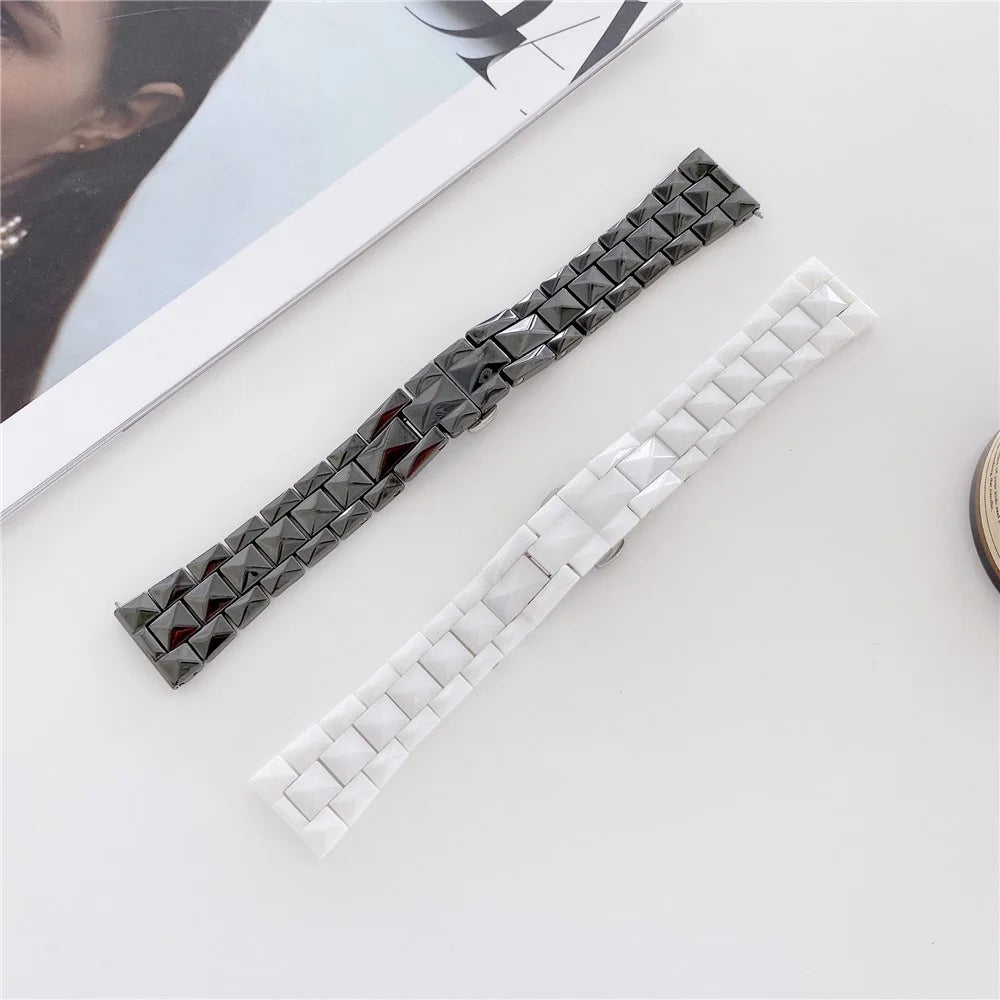 For Huawei Watch GT 3 42mm/Samsung Galaxy Watch4/Watch4 Classic 46mm/42mm Rhombus Grid Design Ceramic Watch Strap Wrist Band 20mm - Black - 5
