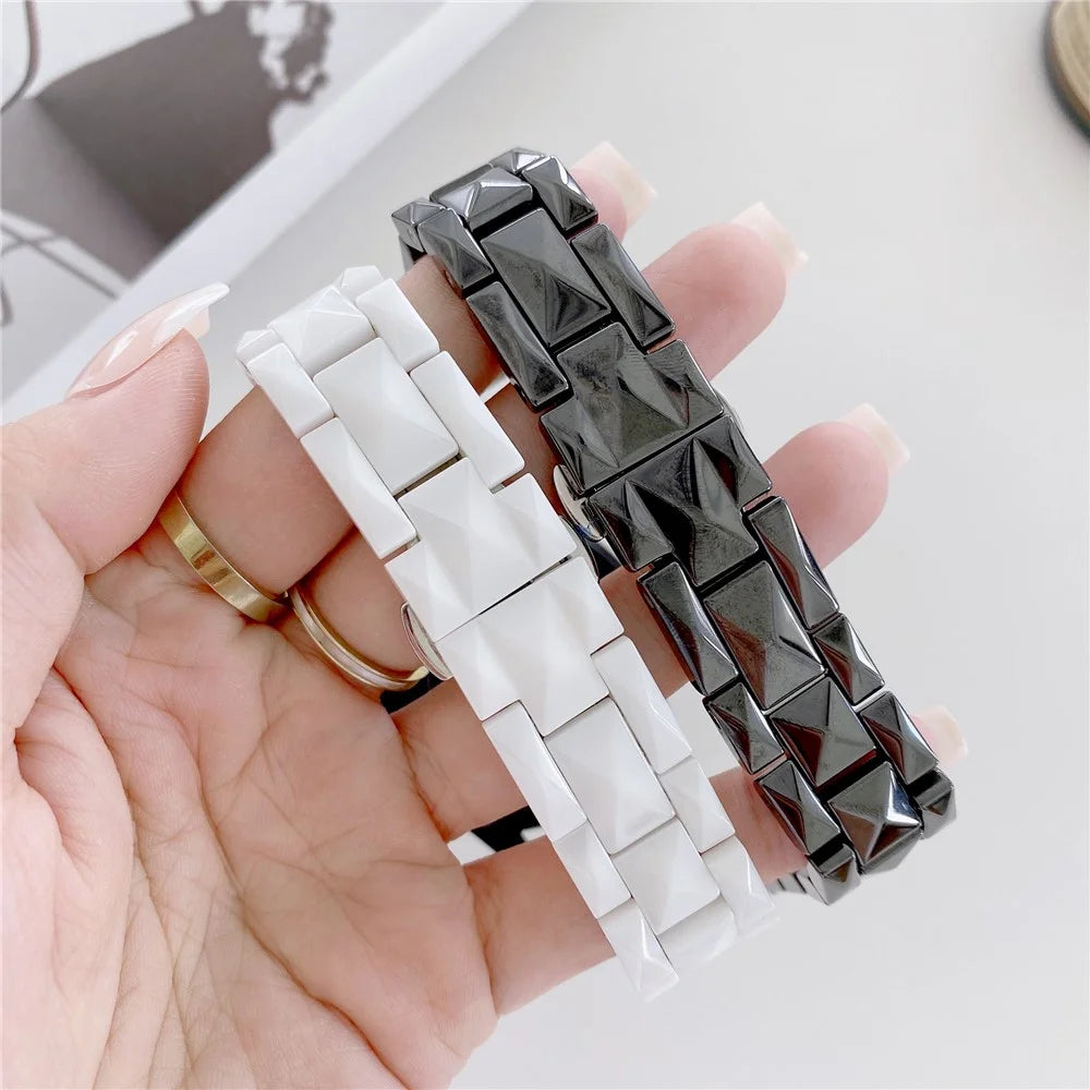 For Huawei Watch GT 3 42mm/Samsung Galaxy Watch4/Watch4 Classic 46mm/42mm Rhombus Grid Design Ceramic Watch Strap Wrist Band 20mm - Black - 6