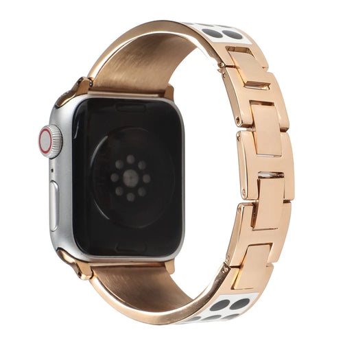 For Apple Watch Series 11 10 42mm / 9 8 7 41mm / SE3 SE2 SE 6 5 4 40mm / 3 2 1 38mm Chain Splicing Stainless Steel Watchband Watch Strap - Black Spot - 1