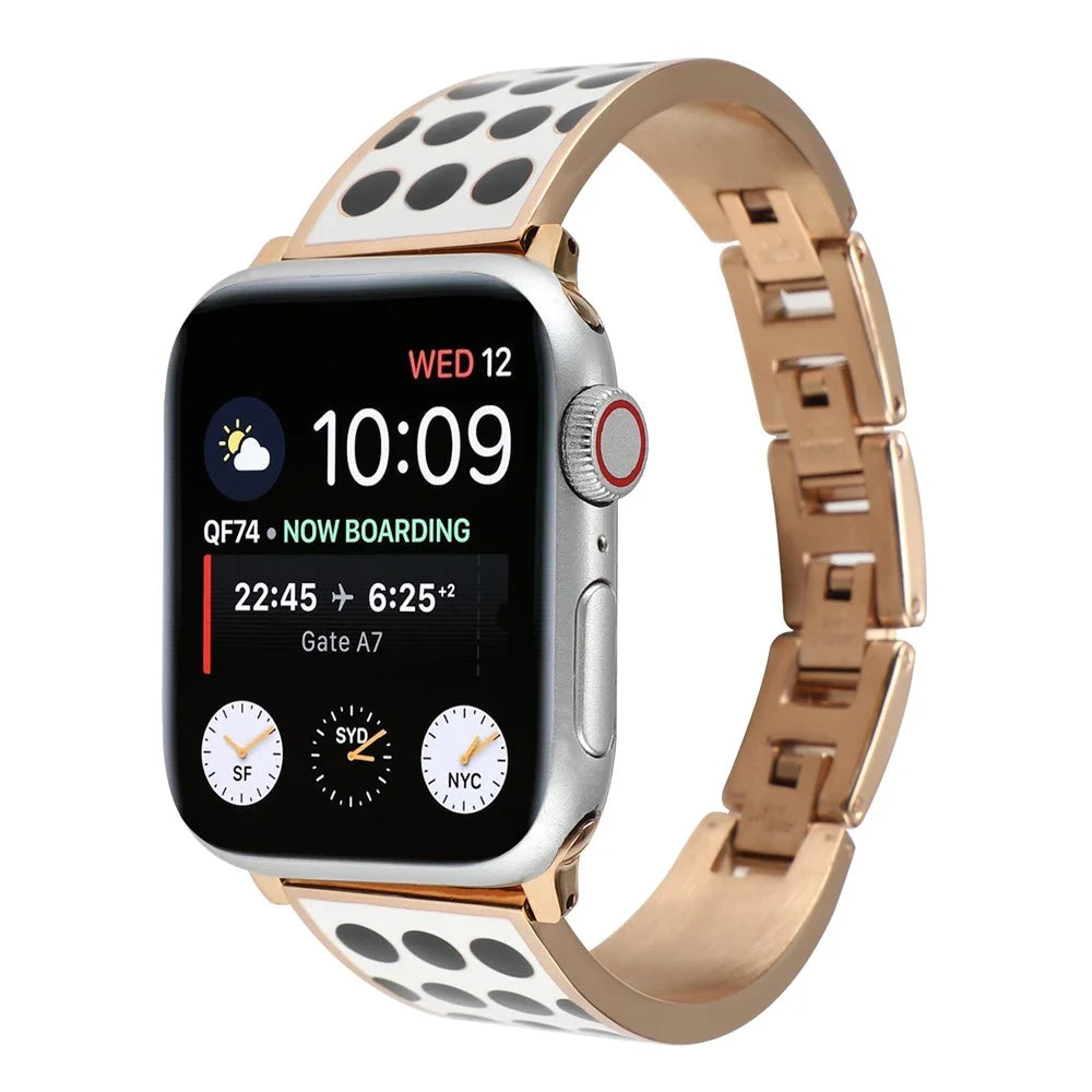 For Apple Watch Series 11 10 42mm / 9 8 7 41mm / SE3 SE2 SE 6 5 4 40mm / 3 2 1 38mm Chain Splicing Stainless Steel Watchband Watch Strap - Black Spot - 3