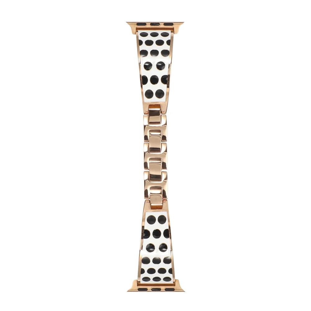 For Apple Watch Series 11 10 42mm / 9 8 7 41mm / SE3 SE2 SE 6 5 4 40mm / 3 2 1 38mm Chain Splicing Stainless Steel Watchband Watch Strap - Black Spot - 5