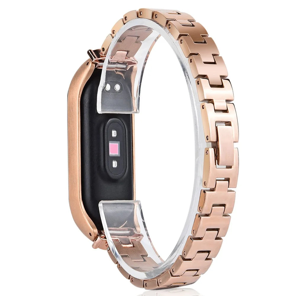 Stainless Steel Chain Watch Strap for Xiaomi Mi Band 5/6 Smart Watch Metal Watchband with Rhinestone Decor - Gold - 3