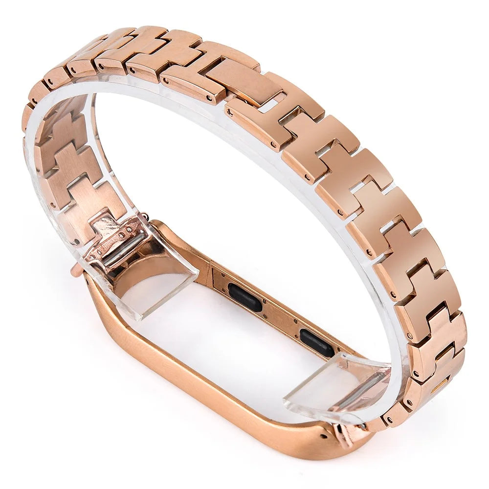 Stainless Steel Chain Watch Strap for Xiaomi Mi Band 5/6 Smart Watch Metal Watchband with Rhinestone Decor - Gold - 5