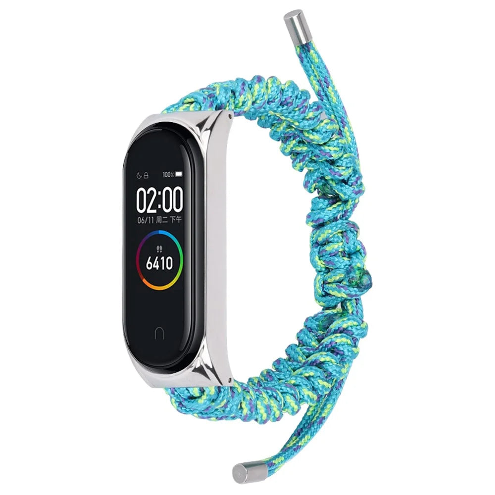 For Xiaomi Mi Band 5/6 Nylon Braided Rope Watch Strap Adjustable Replacement Wrist Band - Green - 2