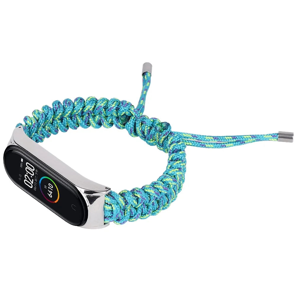 For Xiaomi Mi Band 5/6 Nylon Braided Rope Watch Strap Adjustable Replacement Wrist Band - Green - 3