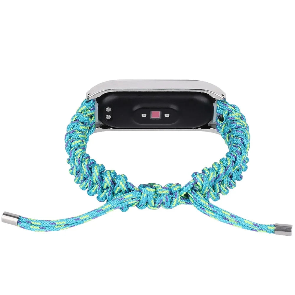 For Xiaomi Mi Band 5/6 Nylon Braided Rope Watch Strap Adjustable Replacement Wrist Band - Green - 4