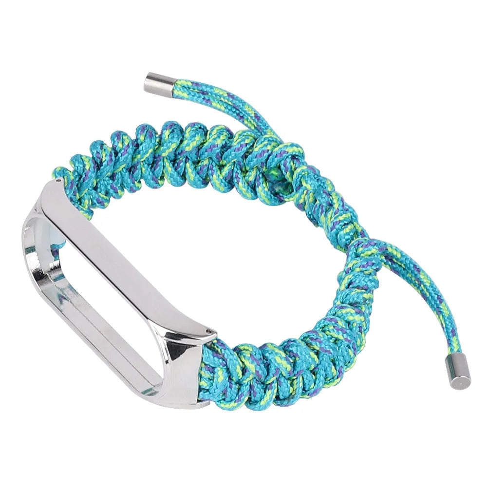 For Xiaomi Mi Band 5/6 Nylon Braided Rope Watch Strap Adjustable Replacement Wrist Band - Green - 5