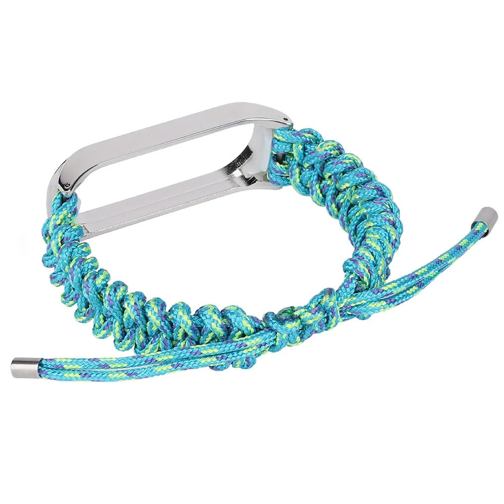 For Xiaomi Mi Band 5/6 Nylon Braided Rope Watch Strap Adjustable Replacement Wrist Band - Green - 6