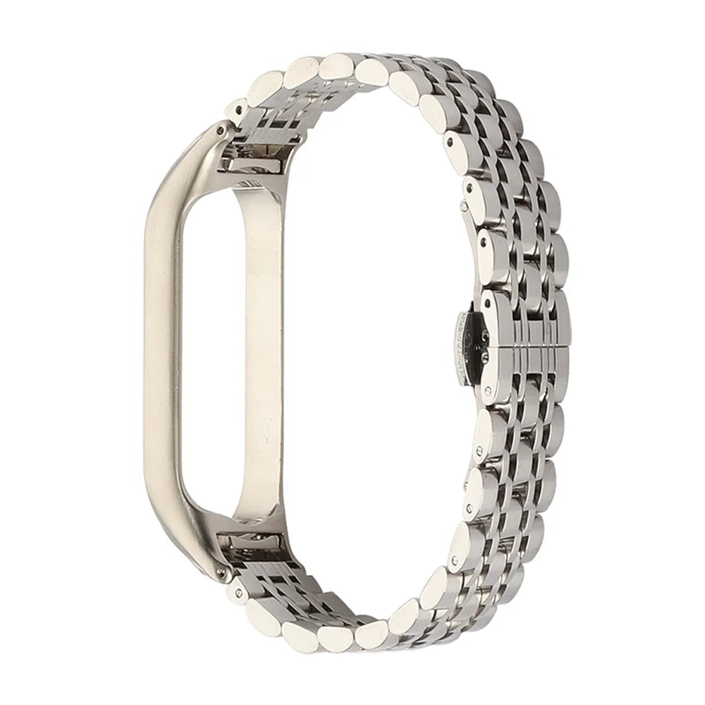 For Xiaomi Mi Band 5/6 Metal Watch Band Stainless Steel Smart Watch Strap with Buckle Clamp - Sliver - 1