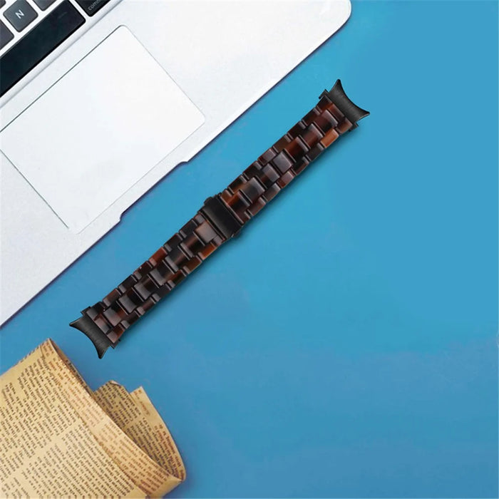For Samsung Galaxy Watch4 Active 40mm/44mm / Watch4 Classic 42mm/46mm Smart Watch Strap Replacement Resin Wrist Band - Chocolate - 5