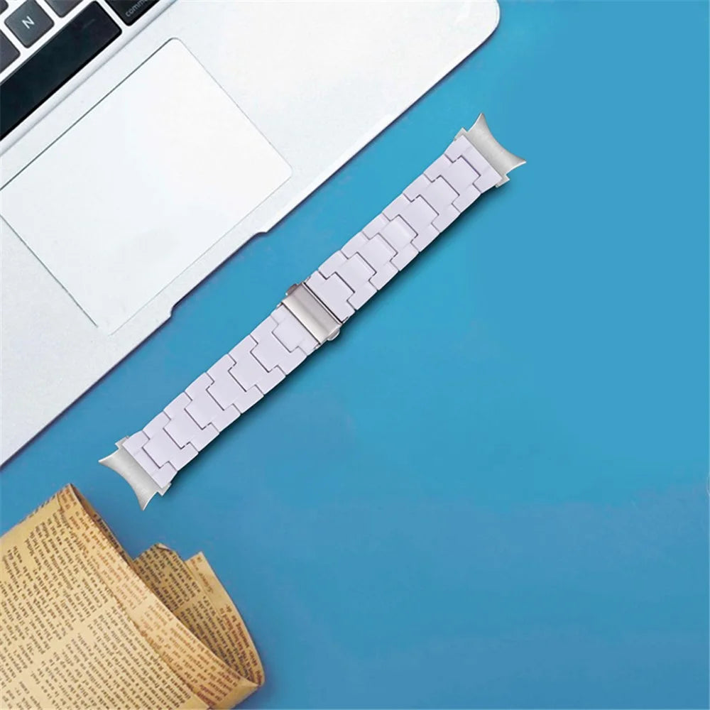 For Samsung Galaxy Watch4 Active 40mm/44mm / Watch4 Classic 42mm/46mm Stylish Resin Wrist Strap Smart Watch Replacement Band - White - 5