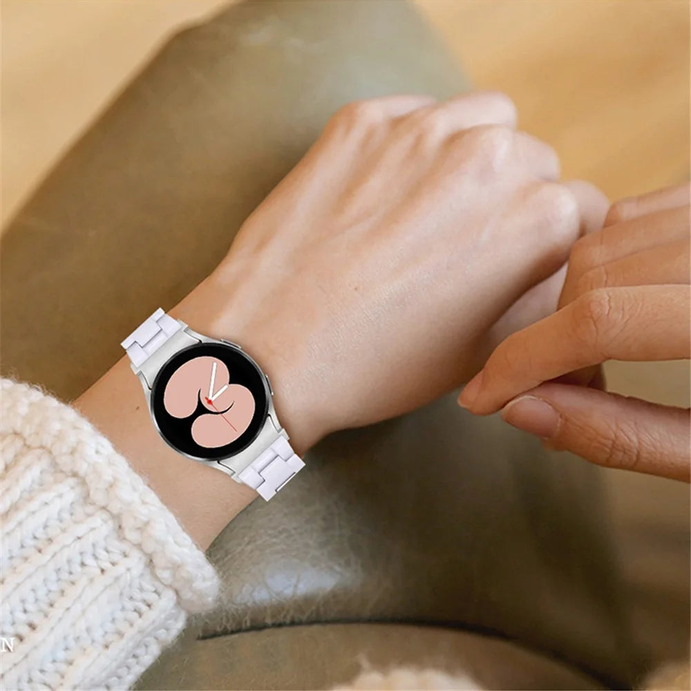 For Samsung Galaxy Watch4 Active 40mm/44mm / Watch4 Classic 42mm/46mm Stylish Resin Wrist Strap Smart Watch Replacement Band - White - 6