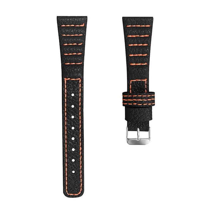 Smart Watch Band for Huawei Watch GT 2 42mm/Watch 2, Top Layer Genuine Leather Wave Stitching Lines Replacement Strap - Black - 1