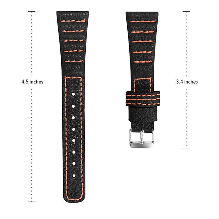 Smart Watch Band for Huawei Watch GT 2 42mm/Watch 2, Top Layer Genuine Leather Wave Stitching Lines Replacement Strap - Black - 3