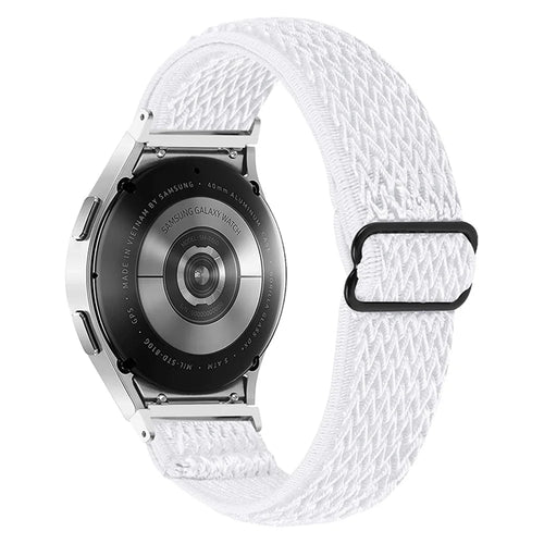 For Samsung Galaxy Watch4 Active 40mm/44mm / Watch4 Classic 42mm/46mm Replacement Strap Elastic Woven Adjustable Smartwatch Wrist Band - White - 1