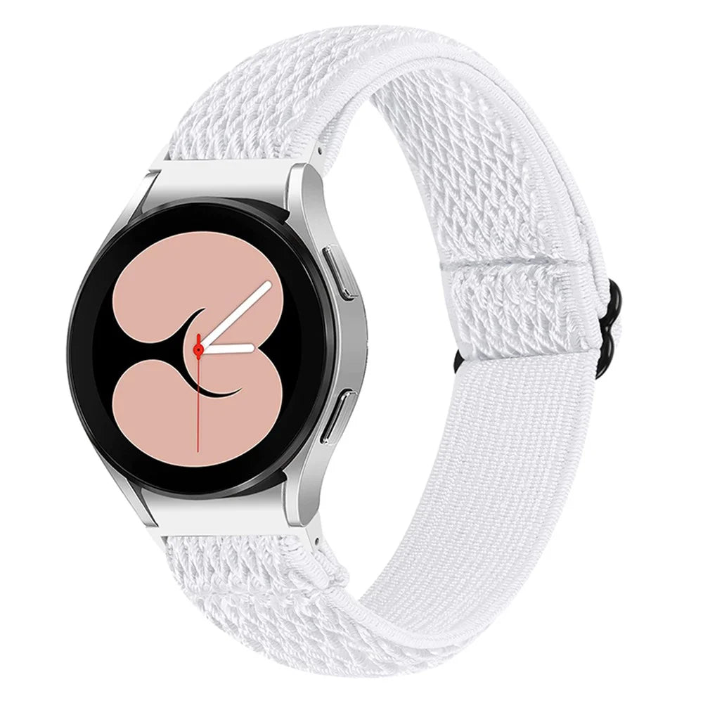 For Samsung Galaxy Watch4 Active 40mm/44mm / Watch4 Classic 42mm/46mm Replacement Strap Elastic Woven Adjustable Smartwatch Wrist Band - White - 2