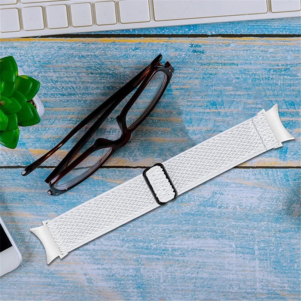 For Samsung Galaxy Watch4 Active 40mm/44mm / Watch4 Classic 42mm/46mm Replacement Strap Elastic Woven Adjustable Smartwatch Wrist Band - White - 3
