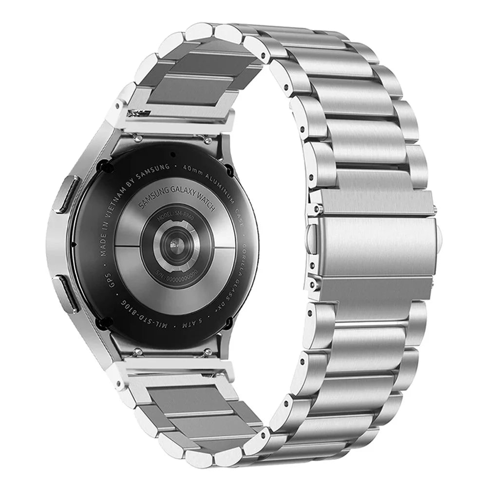 For Samsung Galaxy Watch4 Active 40mm/44mm / Watch4 Classic 42mm/46mm Replacement Smartwatch Strap 3 Beads Stainless Steel Wrist Band - Silver - 2