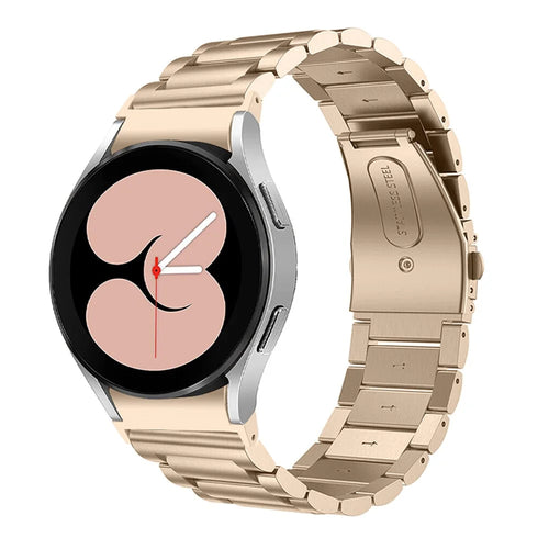 For Samsung Galaxy Watch4 Active 40mm/44mm / Watch4 Classic 42mm/46mm Replacement Watchband 3 Beads Stainless Steel Wrist Strap - Vintage Gold - 1