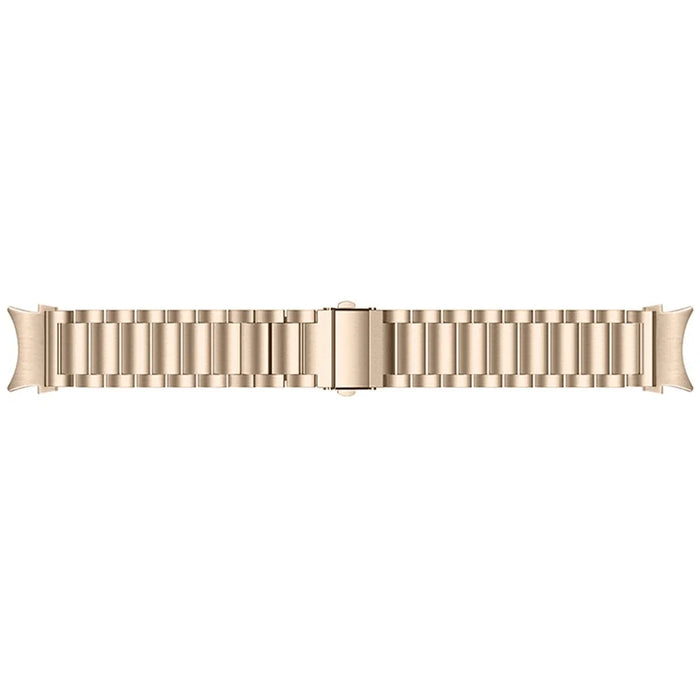 For Samsung Galaxy Watch4 Active 40mm/44mm / Watch4 Classic 42mm/46mm Replacement Watchband 3 Beads Stainless Steel Wrist Strap - Vintage Gold - 4