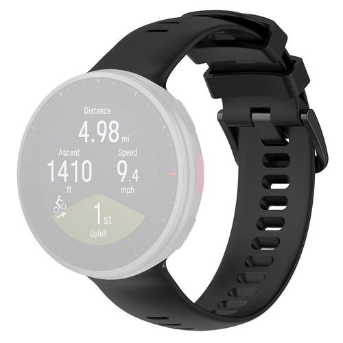 For Polar Vantage V2 Watch Strap Replacement Silicone Solid Color Sweat-Proof Watch Band - Black - 1