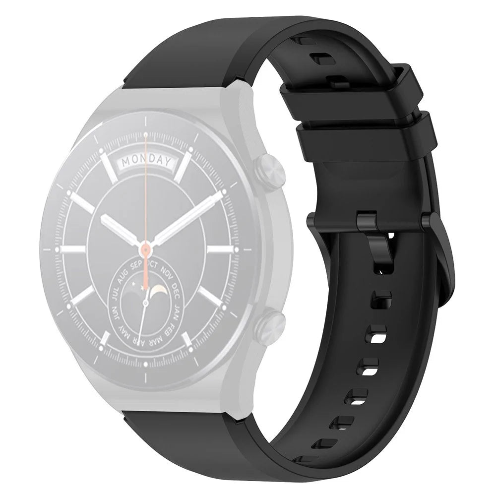 For Xiaomi Watch S1 22mm Silicone Watch Band Replacement Spare Watch Strap - Black - 1