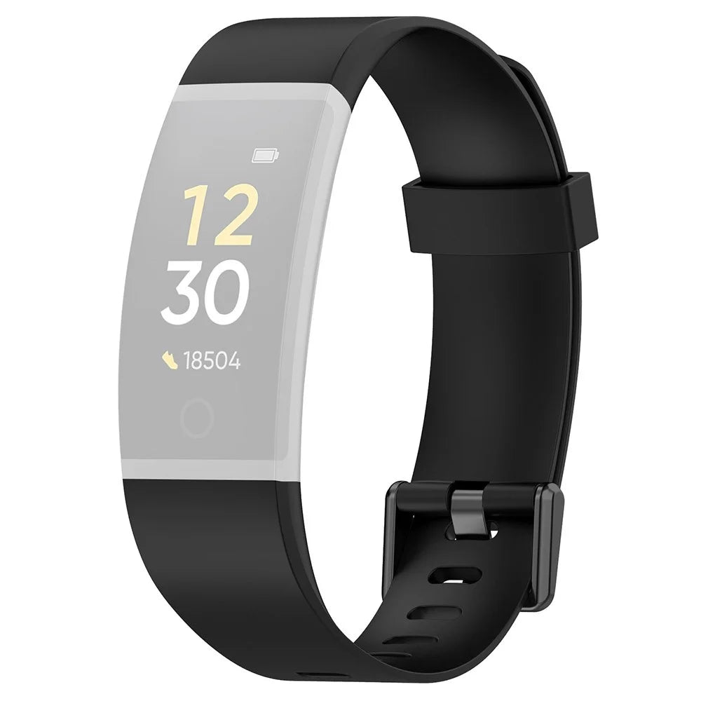 For Realme Band RMA199 Waterproof Silicone Solid Color Watch Band Replacement Watch Strap - Black - 1