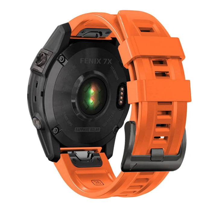 For Garmin Fenix 7 Soft Silicone Adjustable Watch Band Replacement Wrist Strap with Buckle - Orange - 3
