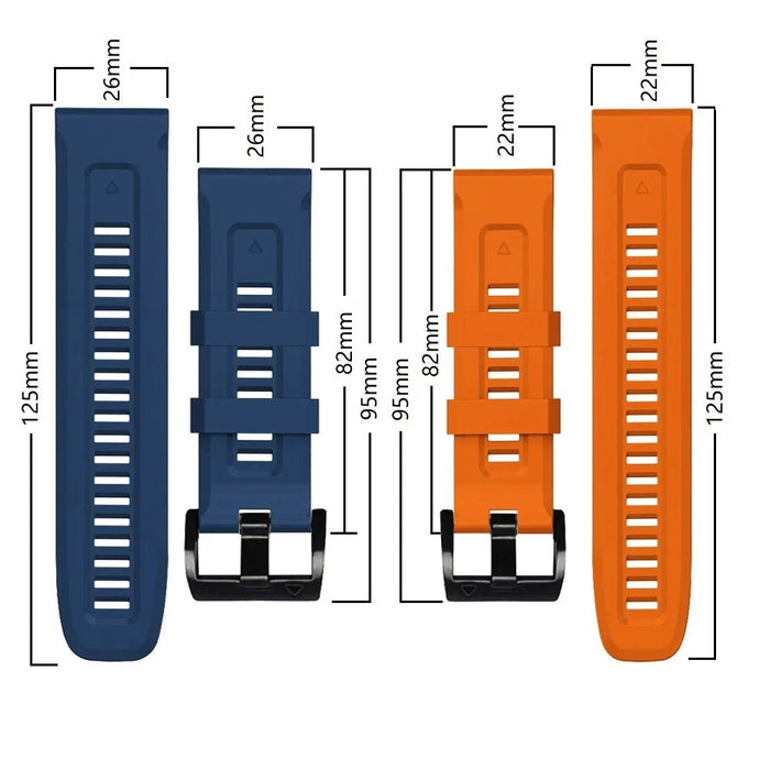 For Garmin Fenix 7 Soft Silicone Adjustable Watch Band Replacement Wrist Strap with Buckle - Orange - 7
