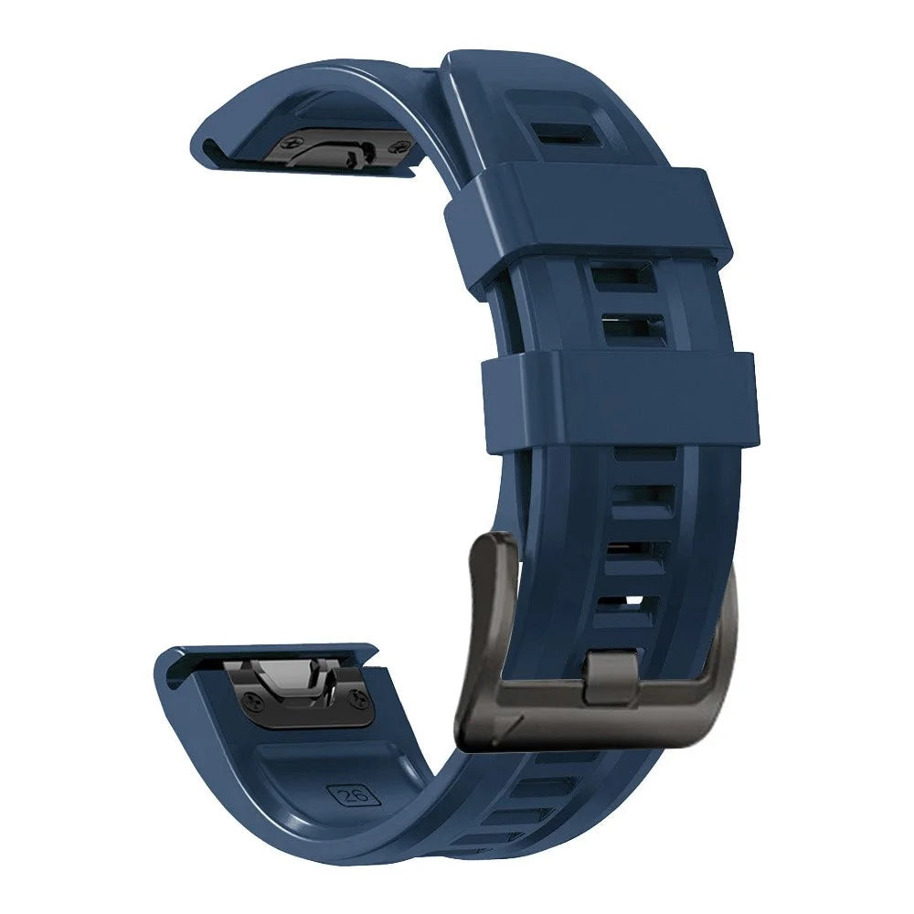 For Garmin Fenix 7X Wear-resistant Silicone Watch Band Replacement Adjustable Wrist Strap with Buckle - Dark Blue - 5